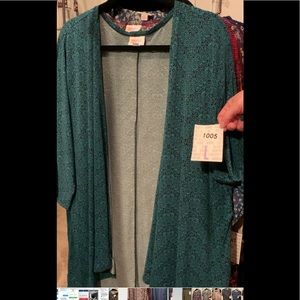New Lularoe Large Lindsay teal & black with tag